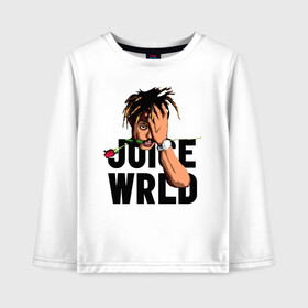 Детский лонгслив хлопок с принтом Juice WRLD в Тюмени, 100% хлопок | круглый вырез горловины, полуприлегающий силуэт, длина до линии бедер | eminem | godzilla | juice wrld | rap | американский рэпер | годзила | зарубежный реп | маршалл брюс мэтерс | музыка | реп | рэпер | эминем