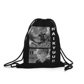 Рюкзак-мешок 3D с принтом Haikuu!! в Тюмени, 100% полиэстер | плотность ткани — 200 г/м2, размер — 35 х 45 см; лямки — толстые шнурки, застежка на шнуровке, без карманов и подкладки | anime | haikuu | manga. | аниме | волейбол | манга