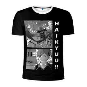 Мужская футболка 3D спортивная с принтом Haikuu!! в Тюмени, 100% полиэстер с улучшенными характеристиками | приталенный силуэт, круглая горловина, широкие плечи, сужается к линии бедра | anime | haikuu | manga. | аниме | волейбол | манга