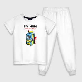 Детская пижама хлопок с принтом Eminem Juice WRLD Godzilla в Тюмени, 100% хлопок |  брюки и футболка прямого кроя, без карманов, на брюках мягкая резинка на поясе и по низу штанин
 | Тематика изображения на принте: 100 сок | eminem | godzilla | juice | juice wrld | logo | music | rap | альбом | годзилла | джус | джюс | лейбл | лирика | лирический | лого | логотип | рэп | сок | трубочка | эминем