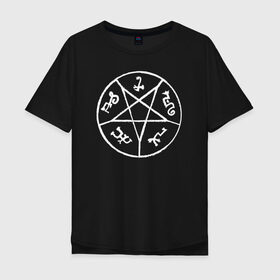 Мужская футболка хлопок Oversize с принтом Devils Trap (White) в Тюмени, 100% хлопок | свободный крой, круглый ворот, “спинка” длиннее передней части | Тематика изображения на принте: supernatural | vdzabma | сверхъестественное