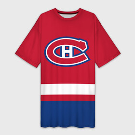 Платье-футболка 3D с принтом Монреаль Канадиенс в Тюмени,  |  | canadiens | hockey | montreal | montreal canadiens | nhl | usa | канадиенс | монреаль | монреаль канадиенс | нхл | спорт | сша | хоккей | шайба