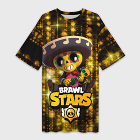 Платье-футболка 3D с принтом Brawl Stars Poco в Тюмени,  |  | brawl | brawl stars | brawlstars | brawl_stars | jessie | poco | бравл | бравлстарс | поко