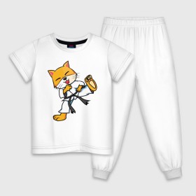 Детская пижама хлопок с принтом Каратэ Лис в Тюмени, 100% хлопок |  брюки и футболка прямого кроя, без карманов, на брюках мягкая резинка на поясе и по низу штанин
 | fox | foxy | боевые искусства | карате | каратэ | кимоно | лис | лиса | лисичка | рисунок