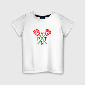 Детская футболка хлопок с принтом PAYTON MOORMEIER (НА СПИНЕ) в Тюмени, 100% хлопок | круглый вырез горловины, полуприлегающий силуэт, длина до линии бедер | flower | payton moormeier | roses | tiktok | блогер | пейтон | пейтон моормиер | розы | тикток | тиктокер | цветы | ютубер