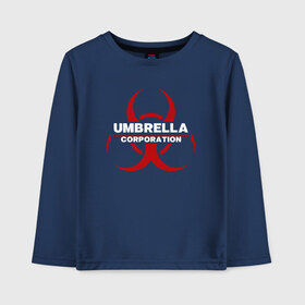 Детский лонгслив хлопок с принтом Umbrella в Тюмени, 100% хлопок | круглый вырез горловины, полуприлегающий силуэт, длина до линии бедер | biohazard | corporation | nemesis | resident evil | umbrella | virus | амбрела | амбрелла | биологическая угроза | вирус | зонт | обитель зла | резидент ивл