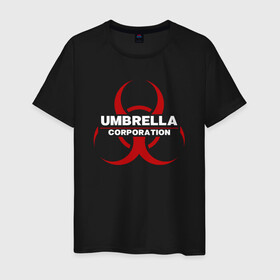 Мужская футболка хлопок с принтом Umbrella в Тюмени, 100% хлопок | прямой крой, круглый вырез горловины, длина до линии бедер, слегка спущенное плечо. | biohazard | corporation | nemesis | resident evil | umbrella | virus | амбрела | амбрелла | биологическая угроза | вирус | зонт | обитель зла | резидент ивл