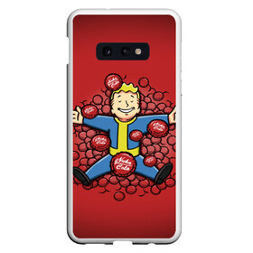 Чехол для Samsung S10E с принтом FALLOUT в Тюмени, Силикон | Область печати: задняя сторона чехла, без боковых панелей | 101 | 111 | 13 | 76 | atom cats | bethesda | brotherhood of steel | fallout | nuka cola | tunnel snakes | vault | war | братство стали | война | убежище | фолаут | фоллаут | ядер кола