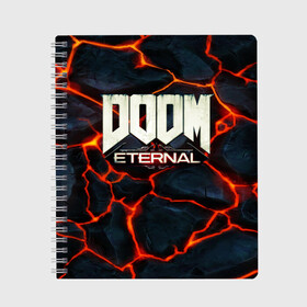 Тетрадь с принтом DOOM ETERNAL в Тюмени, 100% бумага | 48 листов, плотность листов — 60 г/м2, плотность картонной обложки — 250 г/м2. Листы скреплены сбоку удобной пружинной спиралью. Уголки страниц и обложки скругленные. Цвет линий — светло-серый
 | doom | doom eternal | game | дум | игра