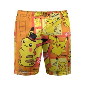 Мужские шорты спортивные с принтом Pikachu в Тюмени,  |  | game | pikachu | аниме | игры | манги | покемон