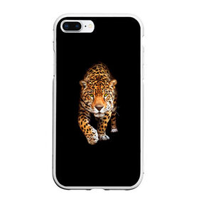 Чехол для iPhone 7Plus/8 Plus матовый с принтом Ягуар в Тюмени, Силикон | Область печати: задняя сторона чехла, без боковых панелей | Тематика изображения на принте: animal | art | black | cat | hunter | jaguar | leopard | арт | гепард | голова | животное | животные | зверь | клыки | кот | кошка | леопард | охотник | темнота | хищник | ягуар
