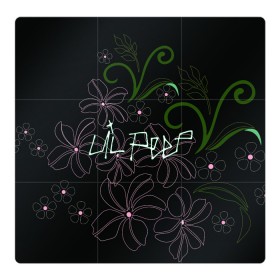 Магнитный плакат 3Х3 с принтом Lil Peep and flowers в Тюмени, Полимерный материал с магнитным слоем | 9 деталей размером 9*9 см | Тематика изображения на принте: 