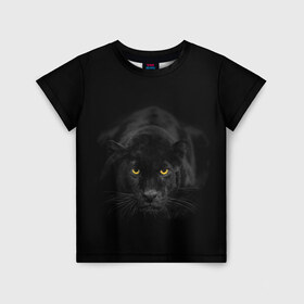 Детская футболка 3D с принтом Пантера в Тюмени, 100% гипоаллергенный полиэфир | прямой крой, круглый вырез горловины, длина до линии бедер, чуть спущенное плечо, ткань немного тянется | animal | animals | beast | black | cat | kitten | phanter | животное | животные | зверек | зверь | кот | котики | кошка | кошки | пантера | черная