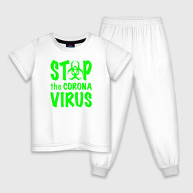 Детская пижама хлопок с принтом Stop the Coronavirus в Тюмени, 100% хлопок |  брюки и футболка прямого кроя, без карманов, на брюках мягкая резинка на поясе и по низу штанин
 | Тематика изображения на принте: 2019   ncov | coronavirus | covid | covid 19 | ncov | virus | арт | биологическая опасность | болезнь | вирус | знак | карантин | корона | коронавирус | короновирус | мем | мой руки | оставайся дома | пандемия | помой руки