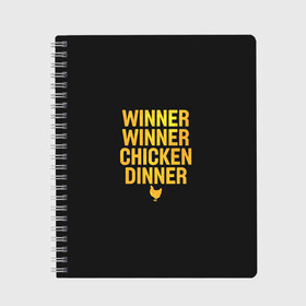 Тетрадь с принтом Pubg Top #1 в Тюмени, 100% бумага | 48 листов, плотность листов — 60 г/м2, плотность картонной обложки — 250 г/м2. Листы скреплены сбоку удобной пружинной спиралью. Уголки страниц и обложки скругленные. Цвет линий — светло-серый
 | chicken | dinner | guns | mobile | pubg | top 1 | winner | пабг