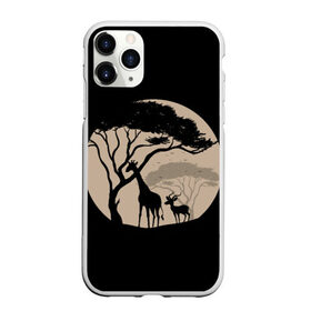 Чехол для iPhone 11 Pro Max матовый с принтом Жираф в Тюмени, Силикон |  | Тематика изображения на принте: африка | животные | жираф | луна | ночь | с картинкой | с принтом | с рисунком | саванна