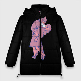 Женская зимняя куртка 3D с принтом covid-19 love (короналюбовь) в Тюмени, верх — 100% полиэстер; подкладка — 100% полиэстер; утеплитель — 100% полиэстер | длина ниже бедра, силуэт Оверсайз. Есть воротник-стойка, отстегивающийся капюшон и ветрозащитная планка. 

Боковые карманы с листочкой на кнопках и внутренний карман на молнии | Тематика изображения на принте: covid 19 | коронавирус | короналюбовь | любовь | отношения | пара | поцелуй | целуются