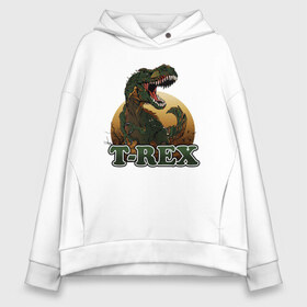 Женское худи Oversize хлопок с принтом T-Rex в Тюмени, френч-терри — 70% хлопок, 30% полиэстер. Мягкий теплый начес внутри —100% хлопок | боковые карманы, эластичные манжеты и нижняя кромка, капюшон на магнитной кнопке | dino | dinosaurs | t rex | trex | вымирание | дино | динозавр | зубы | ледниковый | ледниковый период | мамонт | опасность | оскал | пасть | т рекс | ти рекс | тирекс | хвост | холод | чешуя