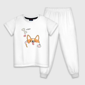 Детская пижама хлопок с принтом Корги лапочка в Тюмени, 100% хлопок |  брюки и футболка прямого кроя, без карманов, на брюках мягкая резинка на поясе и по низу штанин
 | Тематика изображения на принте: 