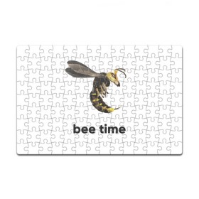 Пазл магнитный 126 элементов с принтом Bee time в Тюмени, полимерный материал с магнитным слоем | 126 деталей, размер изделия —  180*270 мм | Тематика изображения на принте: bee | bee time | sting | tranimals | wings | жало | оса | пчела | шершень