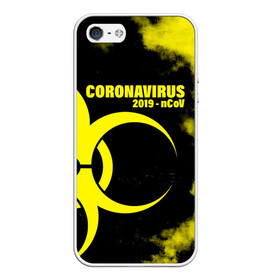 Чехол для iPhone 5/5S матовый с принтом Coronavirus 2019 - nCoV в Тюмени, Силикон | Область печати: задняя сторона чехла, без боковых панелей | Тематика изображения на принте: 2019   ncov | coronavirus | covid | covid 19 | ncov | virus | арт | биологическая опасность | болезнь | вирус | знак | карантин | корона | коронавирус | короновирус | мем | мой руки | оставайся дома | пандемия | помой руки