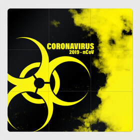 Магнитный плакат 3Х3 с принтом Coronavirus 2019 - nCoV в Тюмени, Полимерный материал с магнитным слоем | 9 деталей размером 9*9 см | 2019   ncov | coronavirus | covid | covid 19 | ncov | virus | арт | биологическая опасность | болезнь | вирус | знак | карантин | корона | коронавирус | короновирус | мем | мой руки | оставайся дома | пандемия | помой руки