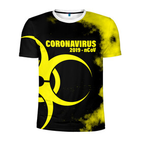 Мужская футболка 3D спортивная с принтом Coronavirus 2019 - nCoV в Тюмени, 100% полиэстер с улучшенными характеристиками | приталенный силуэт, круглая горловина, широкие плечи, сужается к линии бедра | 2019   ncov | coronavirus | covid | covid 19 | ncov | virus | арт | биологическая опасность | болезнь | вирус | знак | карантин | корона | коронавирус | короновирус | мем | мой руки | оставайся дома | пандемия | помой руки
