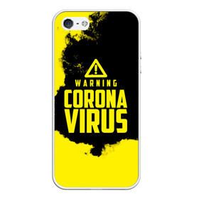 Чехол для iPhone 5/5S матовый с принтом Warning Coronavirus в Тюмени, Силикон | Область печати: задняя сторона чехла, без боковых панелей | Тематика изображения на принте: 2019   ncov | coronavirus | covid | covid 19 | ncov | virus | арт | биологическая опасность | болезнь | вирус | знак | карантин | корона | коронавирус | короновирус | мем | мой руки | оставайся дома | пандемия | помой руки