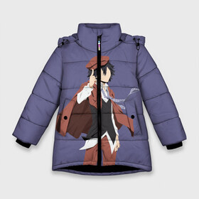 Зимняя куртка для девочек 3D с принтом Ranpo Edogawa в Тюмени, ткань верха — 100% полиэстер; подклад — 100% полиэстер, утеплитель — 100% полиэстер. | длина ниже бедра, удлиненная спинка, воротник стойка и отстегивающийся капюшон. Есть боковые карманы с листочкой на кнопках, утяжки по низу изделия и внутренний карман на молнии. 

Предусмотрены светоотражающий принт на спинке, радужный светоотражающий элемент на пуллере молнии и на резинке для утяжки. | agency | bungou | deduction | detective | dogs | edogawa | ranpo | stray | агенство | бродячие | бродячих | гении | дедукция | детективное | литературные | проза | псов | псы | рампо | ранпо | эдогава
