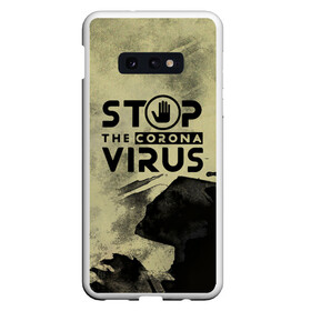 Чехол для Samsung S10E с принтом Stop the Coronavirus в Тюмени, Силикон | Область печати: задняя сторона чехла, без боковых панелей | Тематика изображения на принте: 2019   ncov | coronavirus | covid | covid 19 | ncov | virus | арт | биологическая опасность | болезнь | вирус | знак | карантин | корона | коронавирус | короновирус | мем | мой руки | оставайся дома | пандемия | помой руки