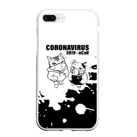 Чехол для iPhone 7Plus/8 Plus матовый с принтом Coronavirus 2019 - nCoV в Тюмени, Силикон | Область печати: задняя сторона чехла, без боковых панелей | 2019   ncov | coronavirus | covid | covid 19 | ncov | virus | арт | биологическая опасность | болезнь | вирус | знак | карантин | киса | корона | коронавирус | короновирус | кот | коты | котэ | кошка | мем | мой ру | пандемия