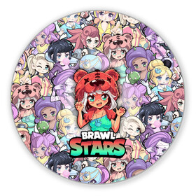 Коврик для мышки круглый с принтом BrawlStars Girls (Oko) в Тюмени, резина и полиэстер | круглая форма, изображение наносится на всю лицевую часть | 8 | bit | brawl | brawlstars | bs | girls | nita | oko | stars | virus | бит | бравл | бравлеры | бравлстарс | бравлы | браво | бровл | броул | броулбол | бс | вирус | герои | девочки | игра | медведь | мультик | нита | образ | око | персо