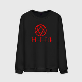 Мужской свитшот хлопок с принтом  HIM LOGO RED в Тюмени, 100% хлопок |  | him | music | rock | ville hermanni valo | вало | вилли | готик метал | готик рок | лав метал | рок | хим