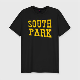 Мужская футболка хлопок Slim с принтом SOUTH PARK. в Тюмени, 92% хлопок, 8% лайкра | приталенный силуэт, круглый вырез ворота, длина до линии бедра, короткий рукав | south park | американская культура | американский мультсериал | колорадо | пародия | саус парк | саут парк | черный юмор | четыре мальчика | шоу | южный парк