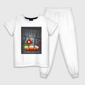 Детская пижама хлопок с принтом ЮЖНЫЙ ПАРК в Тюмени, 100% хлопок |  брюки и футболка прямого кроя, без карманов, на брюках мягкая резинка на поясе и по низу штанин
 | 