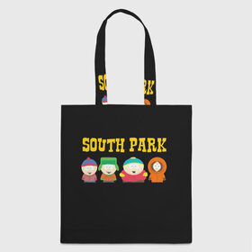Шоппер 3D с принтом South Park. в Тюмени, 100% полиэстер | Плотность: 200 г/м2; Размер: 34×35 см; Высота лямок: 30 см | south park | американская культура | американский мультсериал | колорадо | пародия | саус парк | саут парк | черный юмор | четыре мальчика | шоу | южный парк