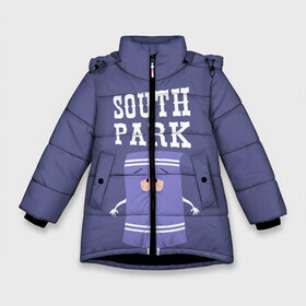 Зимняя куртка для девочек 3D с принтом South Park Полотенчико в Тюмени, ткань верха — 100% полиэстер; подклад — 100% полиэстер, утеплитель — 100% полиэстер. | длина ниже бедра, удлиненная спинка, воротник стойка и отстегивающийся капюшон. Есть боковые карманы с листочкой на кнопках, утяжки по низу изделия и внутренний карман на молнии. 

Предусмотрены светоотражающий принт на спинке, радужный светоотражающий элемент на пуллере молнии и на резинке для утяжки. | Тематика изображения на принте: south park | баттерс | кайл | кени | кеннет | кенни | мультик | саус парк | стэнли | эрик | южный парк