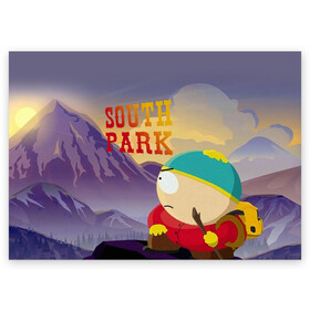 Поздравительная открытка с принтом South Park Картмен в Тюмени, 100% бумага | плотность бумаги 280 г/м2, матовая, на обратной стороне линовка и место для марки
 | Тематика изображения на принте: south park | баттерс | кайл | картмен | кени | кеннет | кенни | мультик | саус парк | стэнли | эрик | южный парк