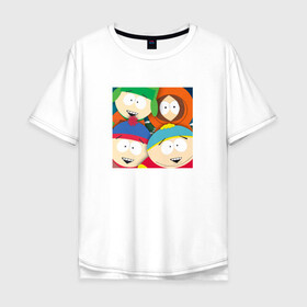 Мужская футболка хлопок Oversize с принтом South Park в Тюмени, 100% хлопок | свободный крой, круглый ворот, “спинка” длиннее передней части | park | south | south park | картман | кени | они убили кени | парк | сволочи | южный | южный парк