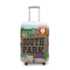 Чехол для чемодана 3D с принтом ЮЖНЫЙ ПАРК в Тюмени, 86% полиэфир, 14% спандекс | двустороннее нанесение принта, прорези для ручек и колес | kenny | south park | кенни | мультфильмы | саус парк | южный парк