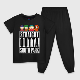Детская пижама хлопок с принтом SOUTH PARK в Тюмени, 100% хлопок |  брюки и футболка прямого кроя, без карманов, на брюках мягкая резинка на поясе и по низу штанин
 | animation | cartman | colorado | eric | gangsta | hip hop | kenny | n.w.a | san | south park | usa | жесть | кайл | картман | кенни | мультфильмы | шикарно | эрик | южный парк