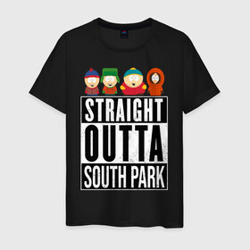 Мужская футболка хлопок с принтом SOUTH PARK в Тюмени, 100% хлопок | прямой крой, круглый вырез горловины, длина до линии бедер, слегка спущенное плечо. | animation | cartman | colorado | eric | gangsta | hip hop | kenny | n.w.a | san | south park | usa | жесть | кайл | картман | кенни | мультфильмы | шикарно | эрик | южный парк