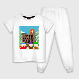 Детская пижама хлопок с принтом ЮЖНЫЙ ПАРК в Тюмени, 100% хлопок |  брюки и футболка прямого кроя, без карманов, на брюках мягкая резинка на поясе и по низу штанин
 | 
