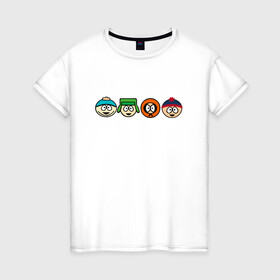 Женская футболка хлопок с принтом ЮЖНЫЙ ПАРК в Тюмени, 100% хлопок | прямой крой, круглый вырез горловины, длина до линии бедер, слегка спущенное плечо | kenny | south park | кенни | мультфильмы | саус парк | южный парк