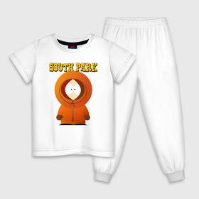 Детская пижама хлопок с принтом ЮЖНЫЙ ПАРК в Тюмени, 100% хлопок |  брюки и футболка прямого кроя, без карманов, на брюках мягкая резинка на поясе и по низу штанин
 | Тематика изображения на принте: kenny | south park | кенни | мультфильмы | саус парк | южный парк