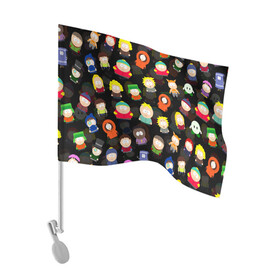 Флаг для автомобиля с принтом ЮЖНЫЙ ПАРК | SOUTH PARK (Z) в Тюмени, 100% полиэстер | Размер: 30*21 см | kenny | south park | картман | кенни | мультфильмы | саус парк | южный парк