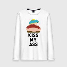 Мужской лонгслив хлопок с принтом KISS MY ASS в Тюмени, 100% хлопок |  | cartman | kenny | park | south | southpark | картман | кенни | мульт | мультик | парк | персонаж | персонажи | сериал | южный