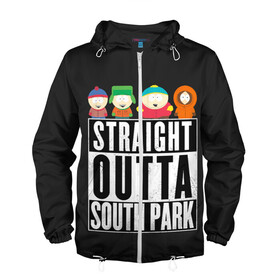 Мужская ветровка 3D с принтом South Park в Тюмени, 100% полиэстер | подол и капюшон оформлены резинкой с фиксаторами, два кармана без застежек по бокам, один потайной карман на груди | cartman | kenny | park | south | southpark | картман | кенни | мульт | мультик | парк | персонаж | персонажи | сериал | южный