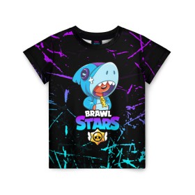 Детская футболка 3D с принтом BRAWL STARS LEON SHARK в Тюмени, 100% гипоаллергенный полиэфир | прямой крой, круглый вырез горловины, длина до линии бедер, чуть спущенное плечо, ткань немного тянется | 8 bit | 8 бит | bibi | brawl stars | crow | el brown | leon | leon shark | max | mr.p | sally leon | shark | stars | virus | werewolf | акула | биби | вирус | ворон | леон | оборотень | пингвин