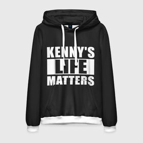 Мужская толстовка 3D с принтом KENNYS LIFE MATTERS в Тюмени, 100% полиэстер | двухслойный капюшон со шнурком для регулировки, мягкие манжеты на рукавах и по низу толстовки, спереди карман-кенгуру с мягким внутренним слоем. | Тематика изображения на принте: cartman | kenny | park | south | southpark | картман | кенни | мульт | мультик | парк | персонаж | персонажи | сериал | южный